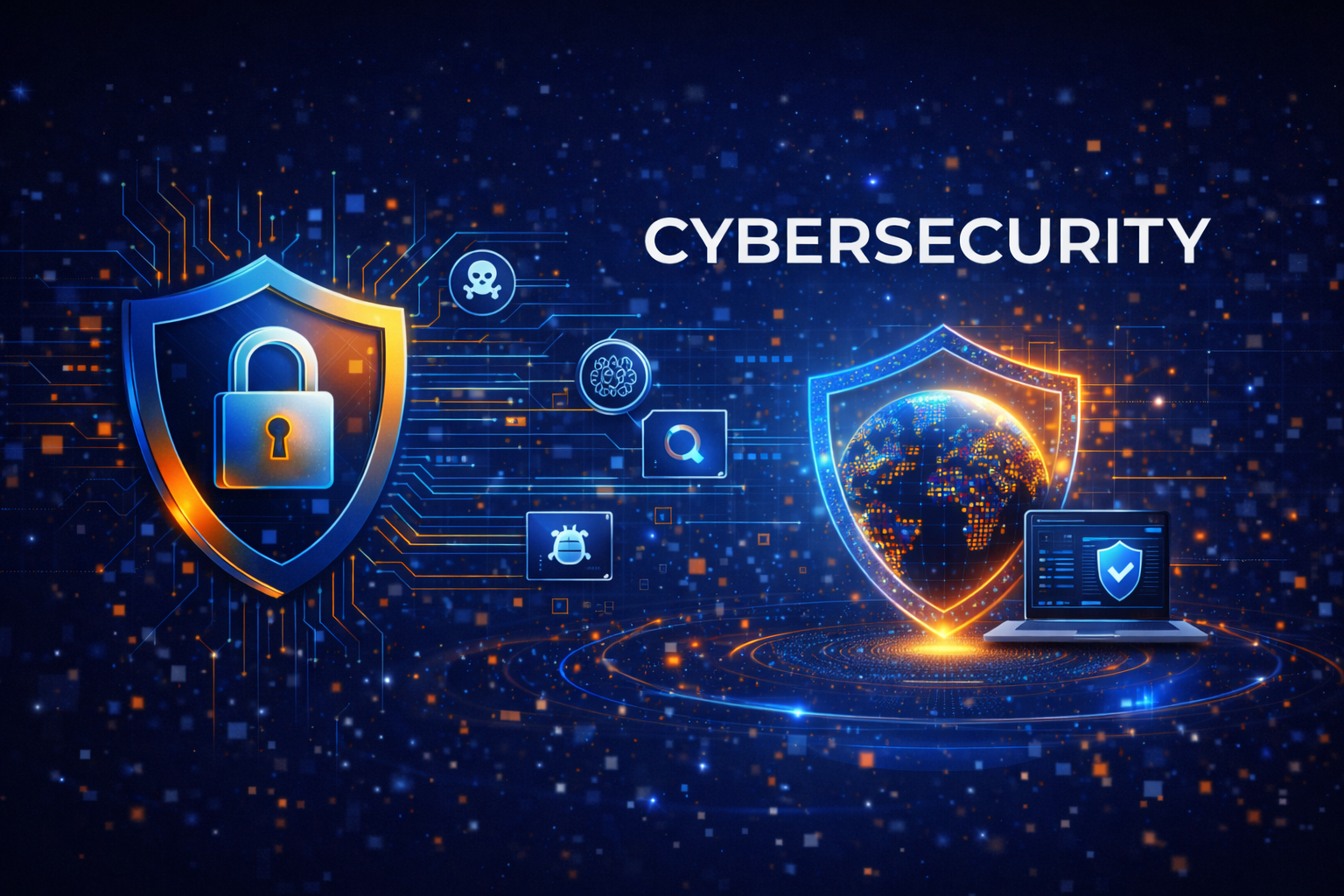Cybersecurity visualization with locks and code
